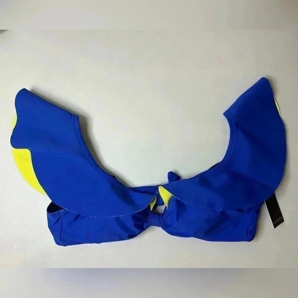 Eloquii Drama Ruffle Bikini Top Contrasting Blue Lime NWT 12 - Picture 3 of 6